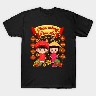 Li Xi Me Please Chuc Mung Nam Moi Vietnamese Boy Girl Ao Dai T-Shirt